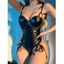 Lingerie Soutien-Gorge à Epaule Nouée à Armature en Faux Cuir à Lacets - Noir M
