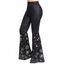 Pantalon Décontracté Long Evasé à Imprimé Lune Etoile et Soleil à Taille Elastique - Noir S