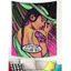 Tapisserie Murale Suspendue à Imprimé Femme Pop Art Psychédélique Décoration Maison - Vert clair 150 CM X 130 CM