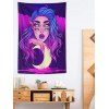 Tapisserie Murale Suspendue à Imprimé Femme Psychédélique Pop Art Décoration Maison - Violet clair 150 CM X 130 CM