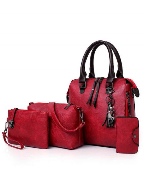 3 Pcs Outdoor Bags Vintage Tassel Zipper PU Handbags
