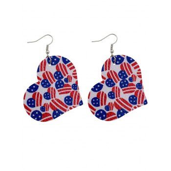 

Heart Shaped Striped Star Print Patriotic Drop Earrings, Multicolor