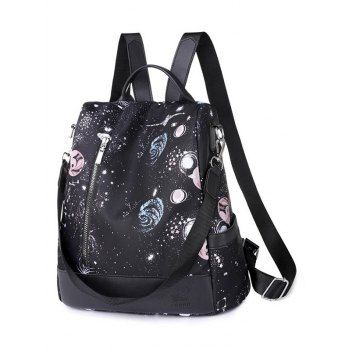 

Galaxy Planet Print Zipper Large Capacity Travel Bag, Black