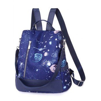 

Galaxy Planet Print Zipper Large Capacity Travel Bag, Blue