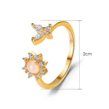 Butterfly Flower Artificial Crystal Adjustable Trendy Ring