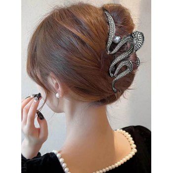 

Artificial Pearl Rhinestone Metal Hair Claw, Black