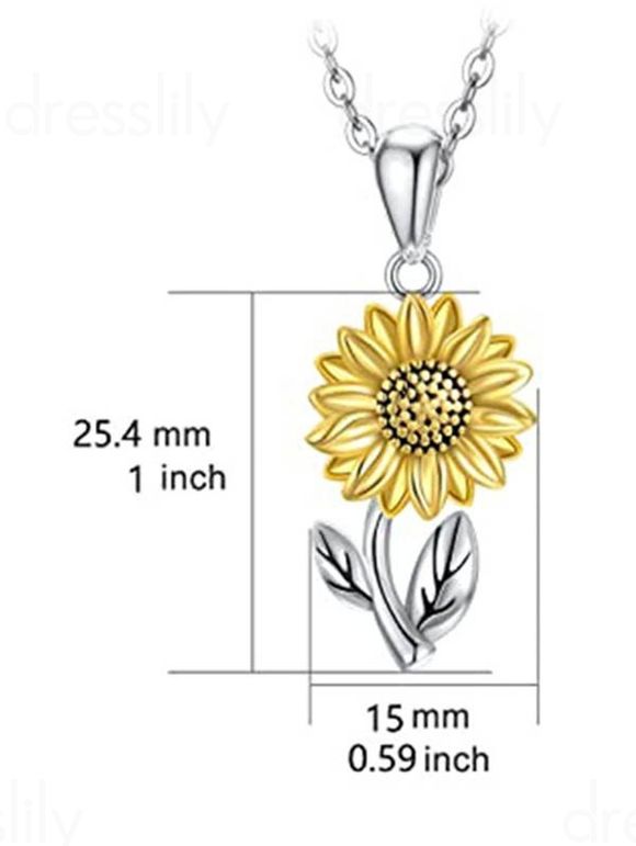 Collier Chaîne Pendant Tournesol en Alliage - Argent 