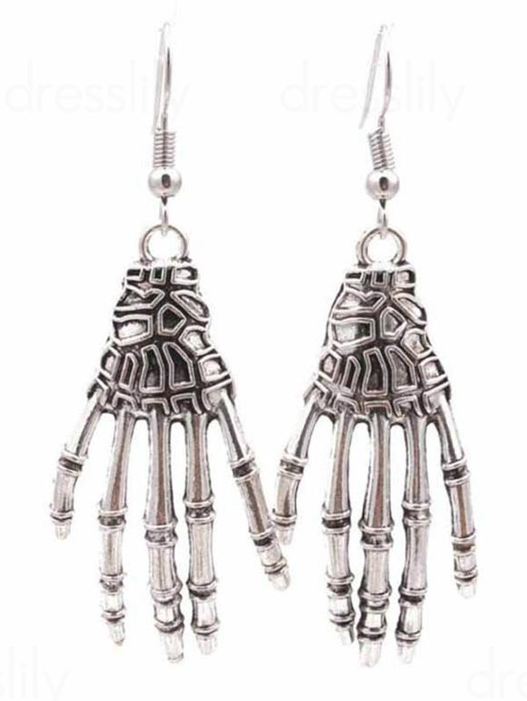 Gothic Earrings Skeleton Drop Earrings - SILVER 