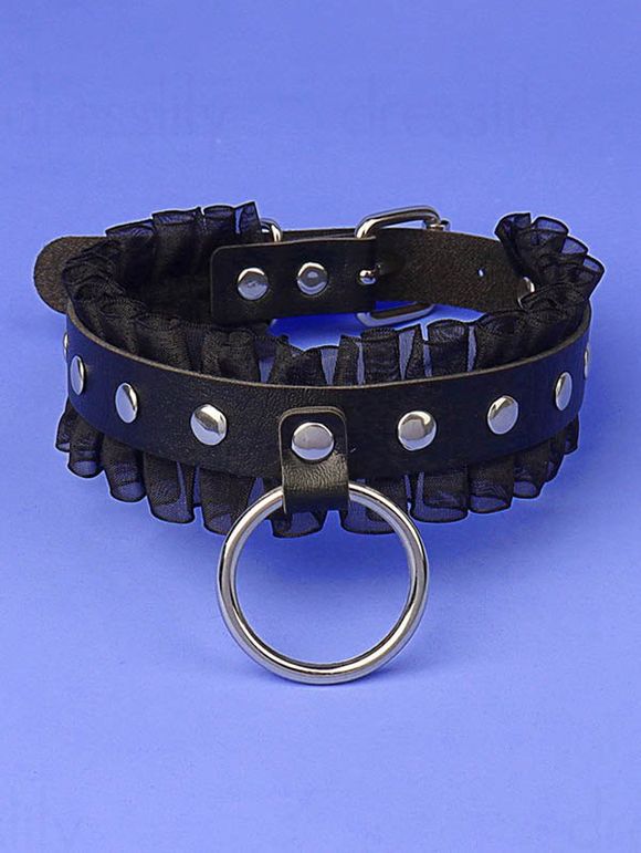 Collier Ras-du-Cou en Dentelle Géométrique Style Punk - Noir 