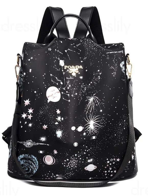 Galaxy Planet Star Large Capacity Adjustable Strap Travel Bag - BLACK 