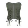 Top Tube Vintage Zippé en Couleur Unie à Lacets Sans Bretelle - Vert profond L