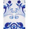 Floral Ceramic Print Cami Dress Surplice Plunge Spaghetti Strap Backless Dress - BLUE M