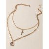 Collier Tendance Superposé à Plusieurs Branches avec Pendentifs Croix et Géométrie - d'or 