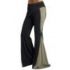 Pantalon Décontracté Superposé Contrasté en Blocs de Couleurs à Taille Haute Elastique - Noir S
