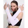 Gants d'Avant-bras de Protection Solaire Extérieure de Couleur Unie avec Trou pour Pouce - Blanc 1 PAIR