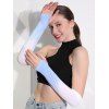 Gants Protection Solaire en Dégradé de Couleurs Trou pour Pouce pour Extérieur - Bleu Cristal 1 PAIR