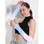 Gants Protection Solaire en Dégradé de Couleurs Trou pour Pouce pour Extérieur - Bleu Cristal 1 PAIR