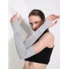 Gants d'Avant-bras de Protection Solaire Extérieure de Couleur Unie avec Trou pour Pouce - Gris Foncé 1 PAIR