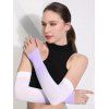 Gants Protection Solaire en Dégradé de Couleurs Trou pour Pouce pour Extérieur - Violet clair 1 PAIR