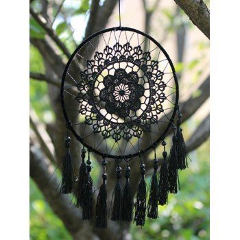 

Flower Tassel Round Shape Decorative Hanging Dreamcatcher, Black