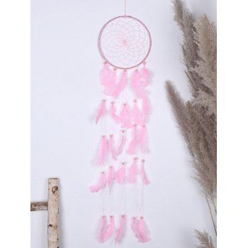 

Faux Leather Beads Round Shape Home Decor Hanging Dreamcatcher, Light pink