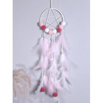

Fresh Style Dream Catcher Hollow Out Star Ball Embellishment Faux Feather Home Decor, Light pink