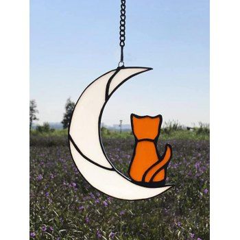 

Cute Moon Cat Print Acrylic Home Decor, Light coffee