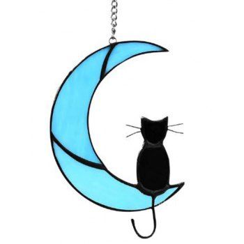 

Cute Moon Cat Print Acrylic Home Decor, Light blue