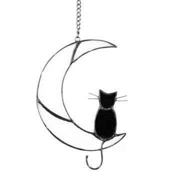 

Cute Moon Cat Print Acrylic Home Decor, White