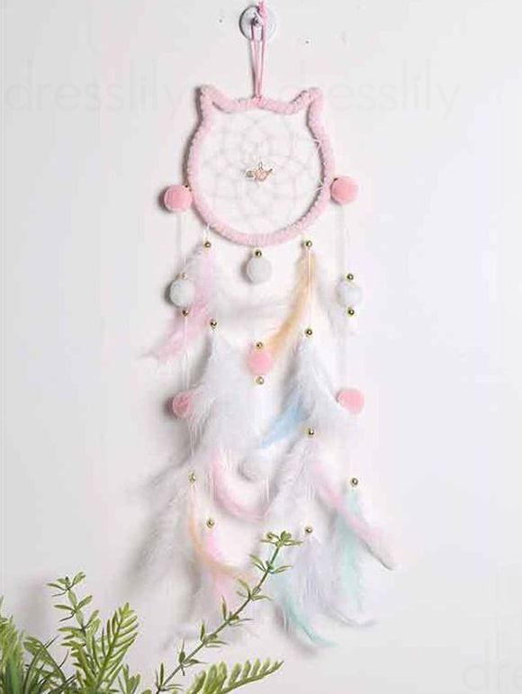 Attrape-Rêve Style Frais Mode en Forme de Chat Plume Colorée - multicolor 13 CM * 50 CM