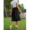 Mock Button Solid Color Midi Skirt Split Elastic Waist A Line Skirt - BLACK L