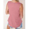 Solid Color Textured Tank Top Pocket Patched Notched Eyelet Curved Hem Tank Top - LIGHT PINK XL