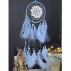 Attrape-Rêve en Forme de Rond Motif Fleurs et Plumes et Perles Fantaisies à Suspendre - Bleu clair 