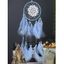 Attrape-Rêve en Forme de Rond Motif Fleurs et Plumes et Perles Fantaisies à Suspendre - Bleu clair 