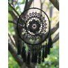 Attrape-Rêve en Forme de Rond Motif Fleurs et Pompons Décoration à Suspendre - Noir 