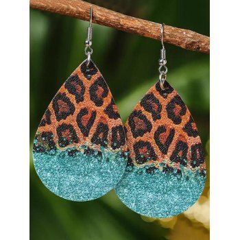 

Leopard Print Waterdrop Shape PU Hook Drop Earrings, Multicolor