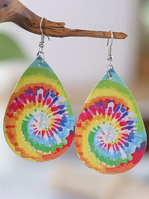 Boucles D'Oreilles Au Crochet Pendantes Teintées Colorées en Forme Goutte D'Eau - multicolor 