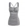 Débardeur Décontracté Chiné Croisé Au Poitrine à Volants - Gris Clair XL