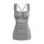 Débardeur Décontracté Chiné Croisé Au Poitrine à Volants - Gris Clair XL