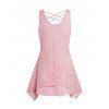 Hollow Out Overlay Long Tank Top Solid Color O Ring Crisscross Tank Top - LIGHT PINK XL
