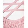 Hollow Out Overlay Long Tank Top Solid Color O Ring Crisscross Tank Top - LIGHT PINK XL