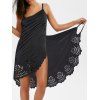 Plain Color Wrap Cover-up Dress Laser Cut Out Scalloped Spaghetti Strap Beach Cover-up - BLACK XXL