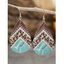 Boucles D'Oreilles Pendantes Géométrique Motif de Léopard en Forme Goutte D'Eau en PU - Argent 
