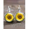 Boucles D'Oreilles en Forme Ronde Motif de Tournesol en Alliage - Argent 