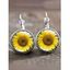 Boucles D'Oreilles en Forme Ronde Motif de Tournesol en Alliage - Argent 
