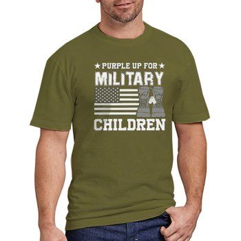 

Patriotic T Shirt Letter Boots American Flag Print Round Neck Short Sleeve Tee, Army green