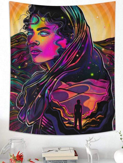 Tapisserie Pendante Murale Décoration Femme à Imprimé Pop Art Psychédélique