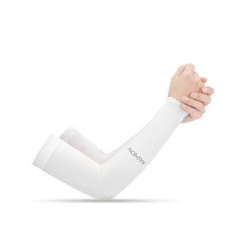 

Letter Print Sunproof Outdoor Forearm Gloves With Thumb Hole, White