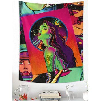 

Psychedelic Lady Pop Art Print Decorative Hanging Wall Tapestry, Multicolor a