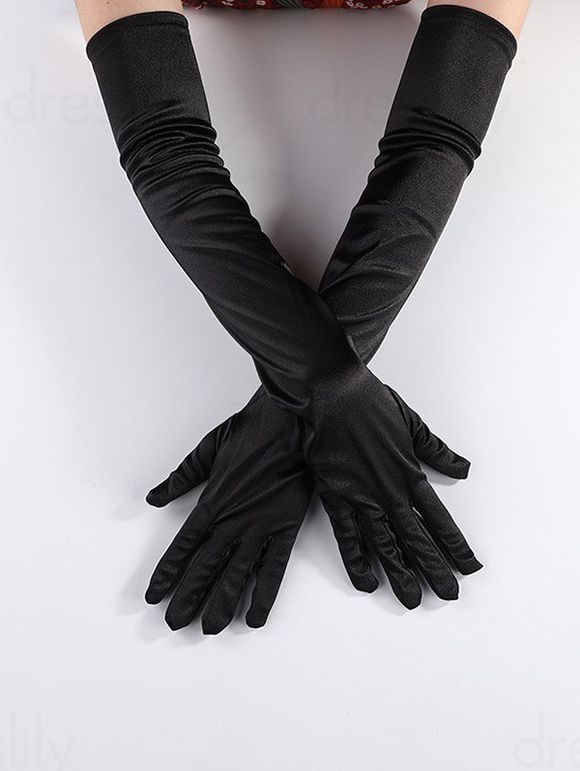 Gants de Mariage Simple en Couleur Unie - Noir 1 PAIR